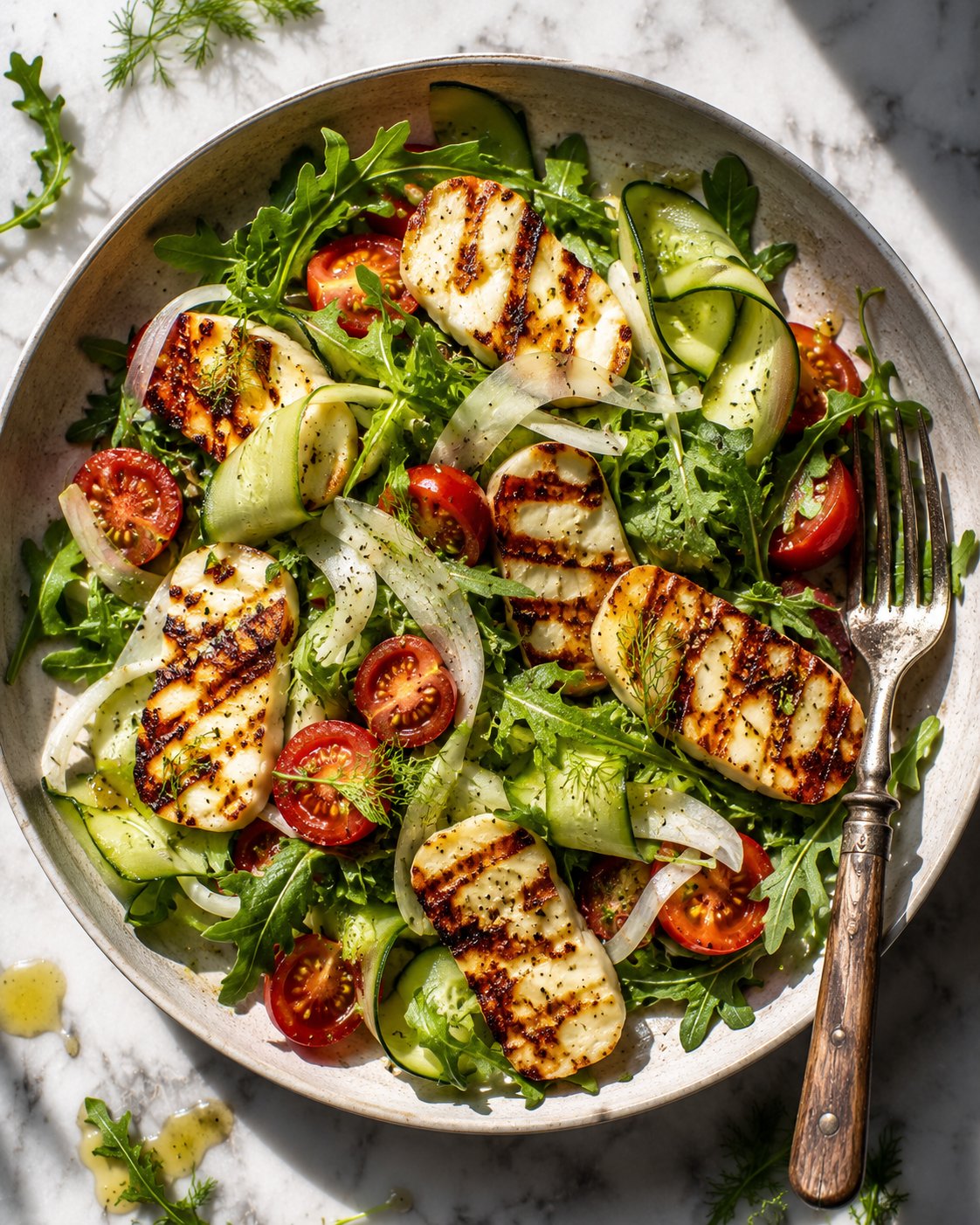 So erfrischend: Sommersalat mit gegrilltem Halloumi