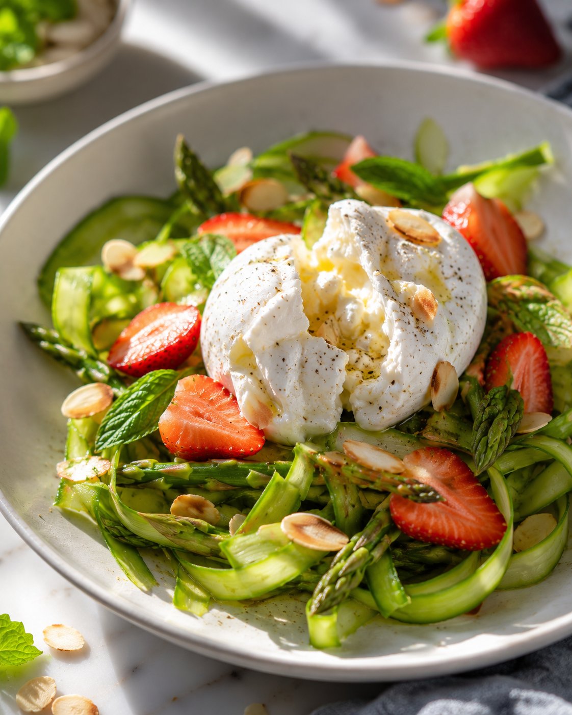 Dieser 15-Minuten-Salat mit rohem Spargel und Erdbeeren schmeckt nach Frühling pur